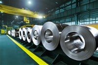 Packed rolls of steel sheet, Cold rolled steel coils — Photo